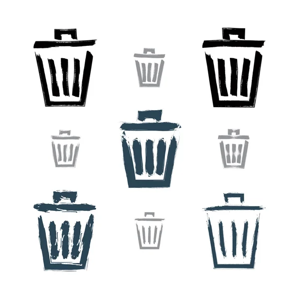 Ensemble d'icônes de poubelle vectorielles peintes à la main isolées sur wh — Image vectorielle