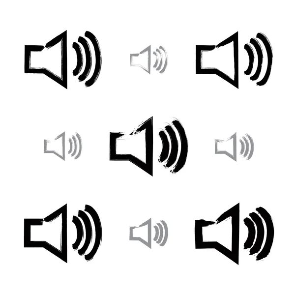 Set handgetekende geluidspictogrammen, verzameling van penseel tekening multi — Stockvector