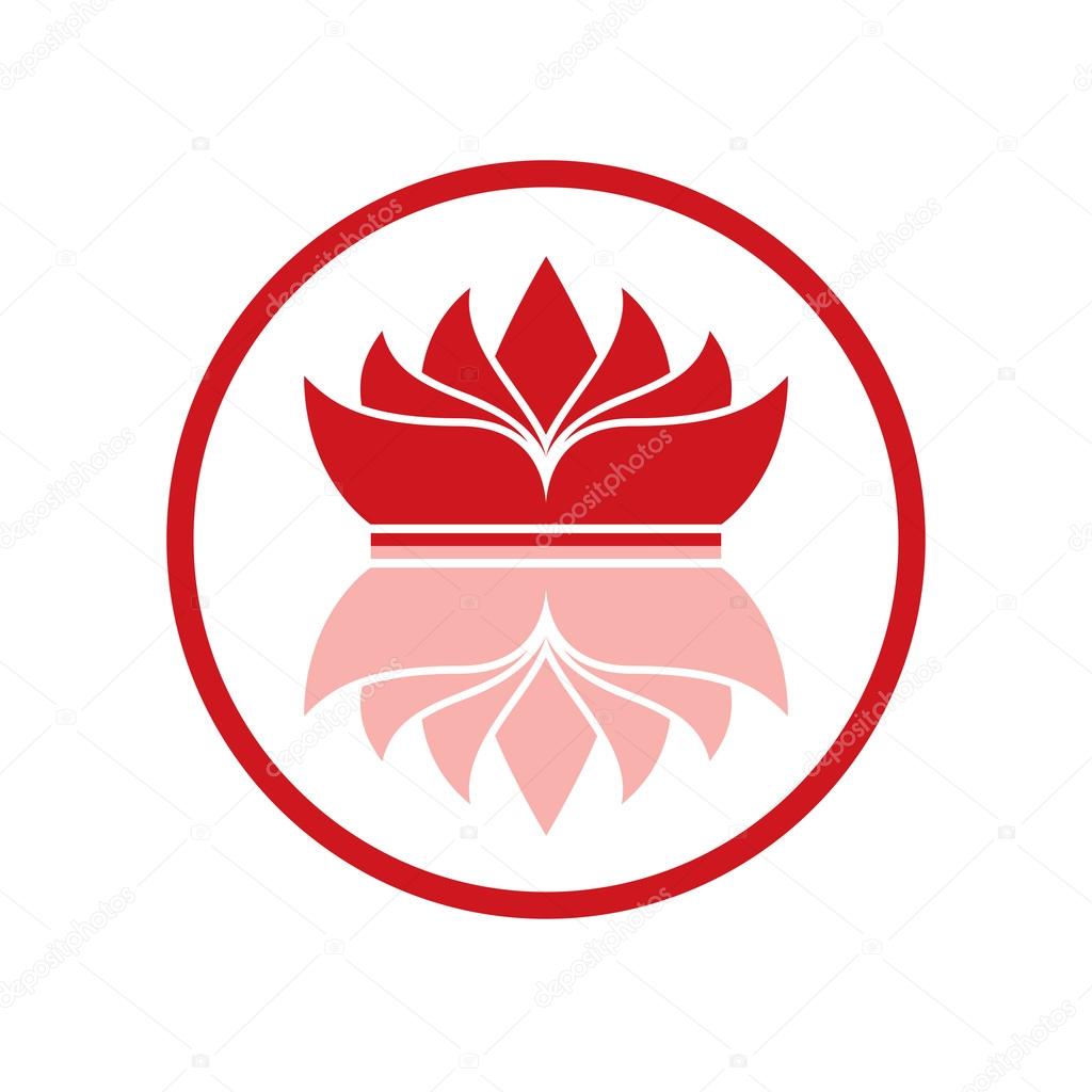 Red logo reflective crown in circle on white background.
