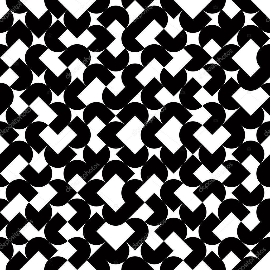 Black and white geometric abstract seamless pattern, vector cont