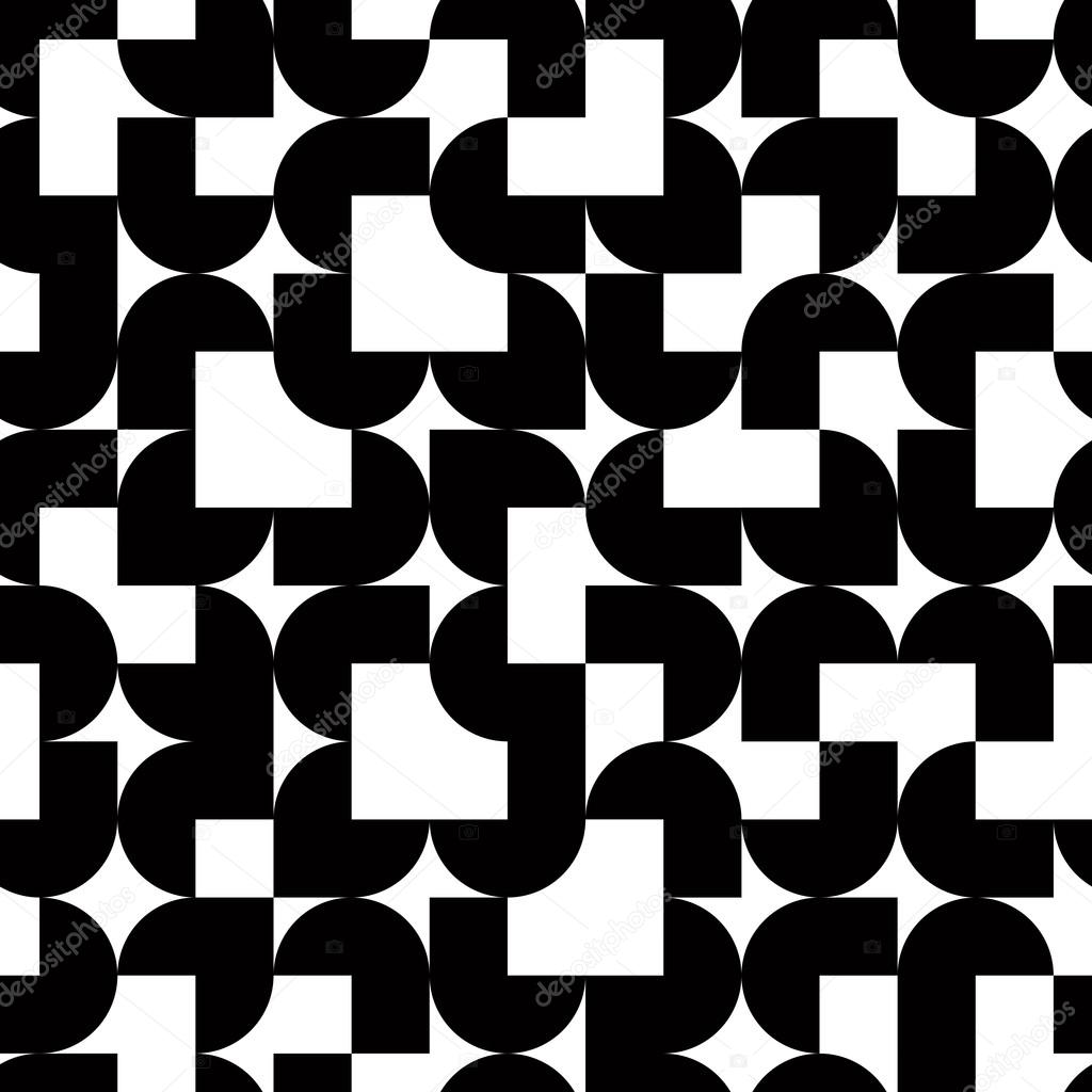 Black and white solid geometric seamless pattern, vector contras