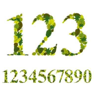 yaprak, çiçek sayılar kümesi ile yapılan numaraları illustrati vektör