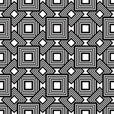 kesintisiz geometrik desen, siyah-beyaz basit vektör backgr