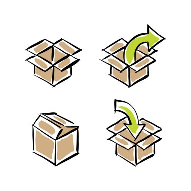 Vektör dizi teslim kağıt kutusu beyaz arka plan üzerinde izole,