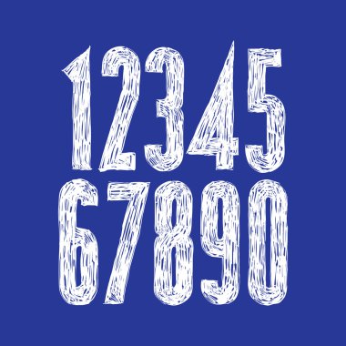 Şık vektör numaraları, el yazısıyla yazılmış rakamlar.