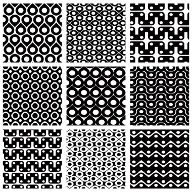 Set of grate seamless patterns with geometric figures, ornamenta clipart
