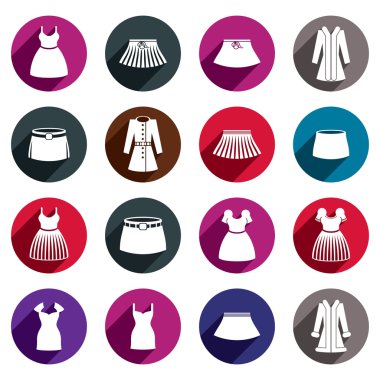 Elbiseler ve etekler vektör Icon set.