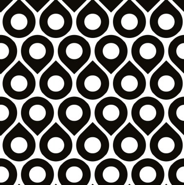 Siyah ve beyaz vektör damlacıkları ve polka ile seamless modeli