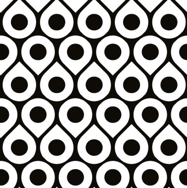 Siyah ve beyaz vektör damlacıkları ve polka ile seamless modeli