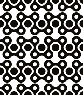 Polka dot seamless pattern with rounded geometric figures, black vector