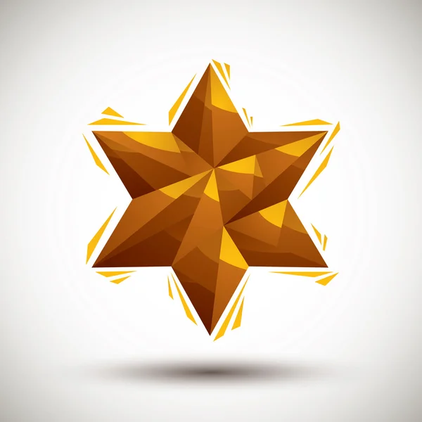 Ícone geométrico estrela de seis ângulos dourados feito em estilo moderno 3d, seja — Vetor de Stock