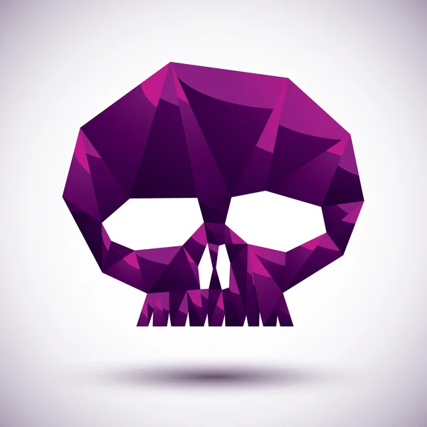 Icono geométrico de cráneo violeta hecho en estilo moderno 3d, mejor para nosotros — Vector de stock