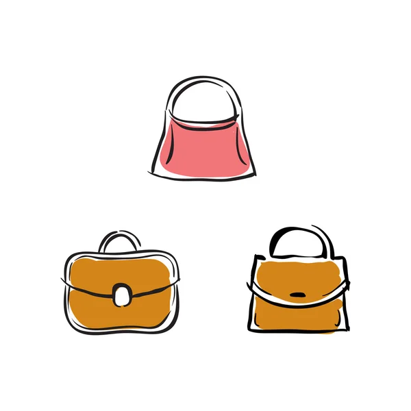 Colección de bolsos, ilustraciones vectoriales sobre fondo blanco — Vector de stock