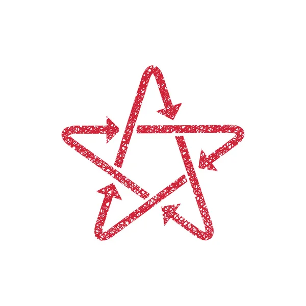 Star icon with arrows with hand drawn lines texture. — Stock Vector