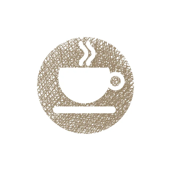 Kopje koffie pictogram met hand getrokken lijnen textuur. — Stockvector