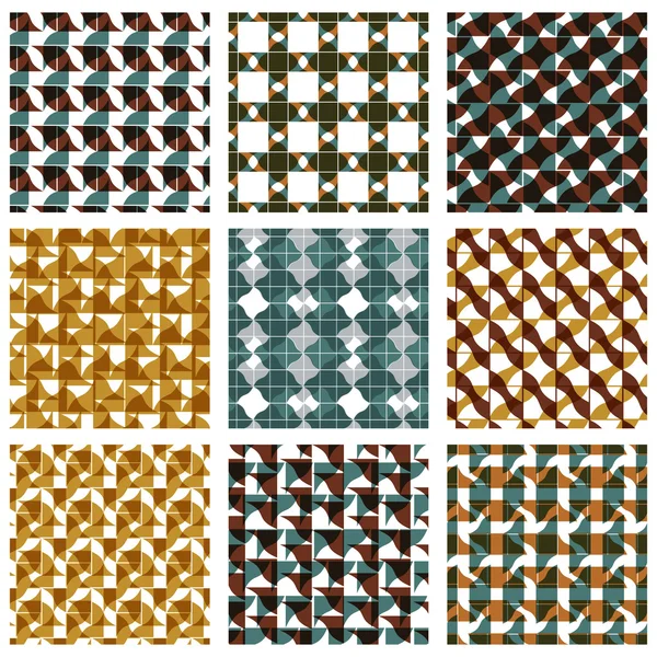 Conjunto de patrones sin costura de rejilla multicolor con cinta paralela — Vector de stock