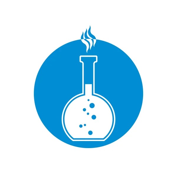 Chemical flask with reaction vector icon. — Stock Vector