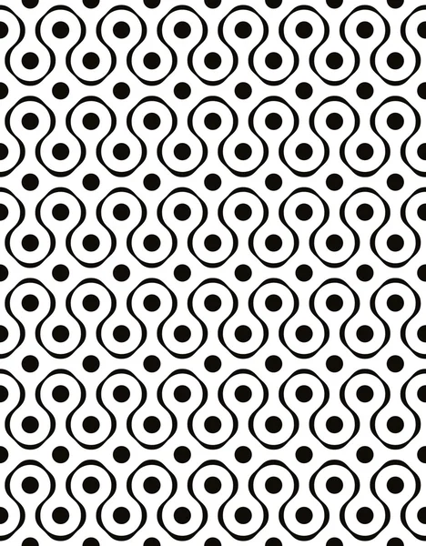 Polka dot naadloze patroon met geometrische figuren, zwart en whi — Stockvector