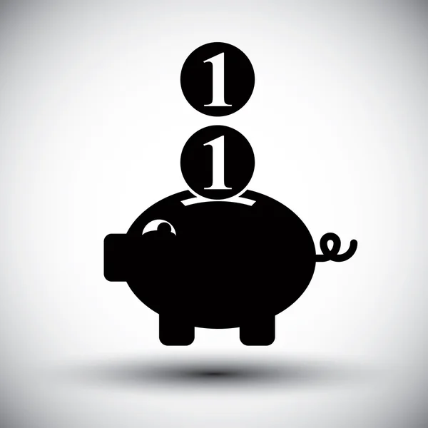 Piggy bank, érmék készpénz pénz megtakarítás téma vector egyszerű single — Stock Vector