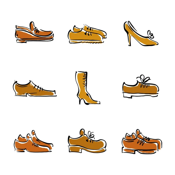 Vector collection of shoes, illustrated footwear. — Stock Illustration Vector collection of shoes, illustrated footwear. Royalty Free Stock Vectors