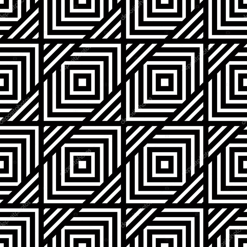 Seamless black and white geometric pattern, simple vector stripe