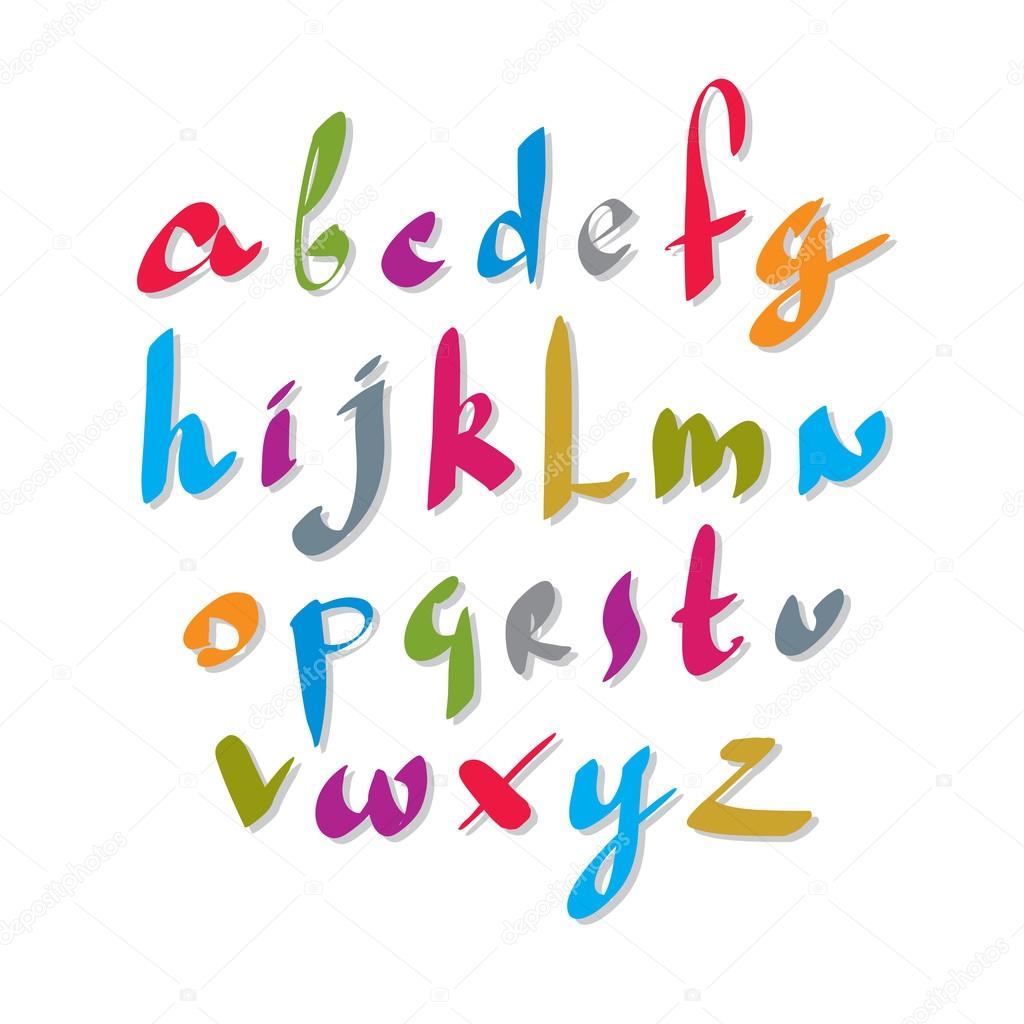 Scribble handwritten font, vector fresh brushed alphabet.