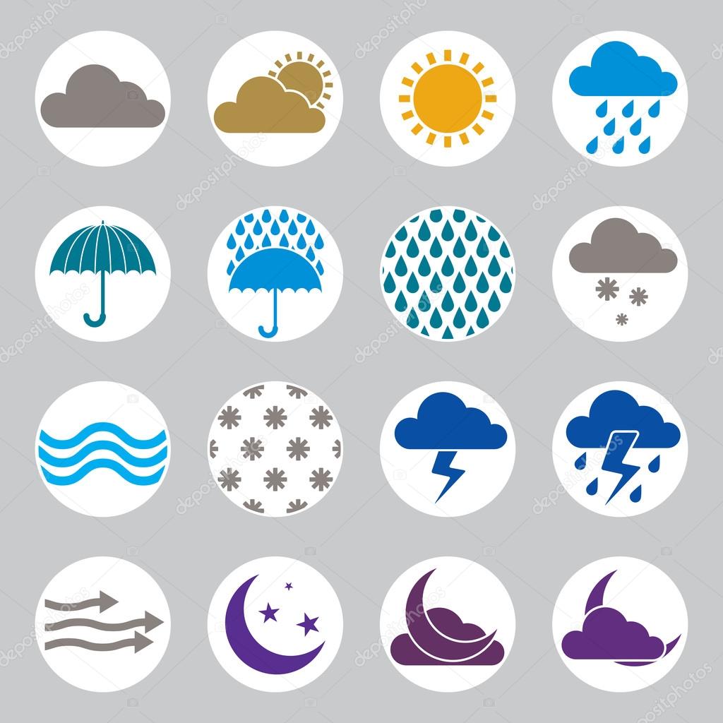 Weather icons vector set, simplistic symbols vector collections.