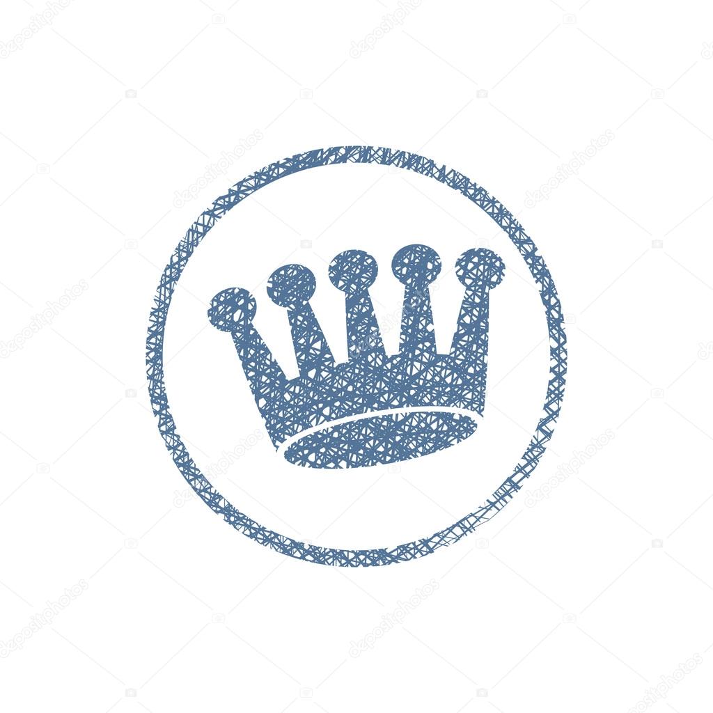 Crown icon, vector symbol with hand drawn lines texture.