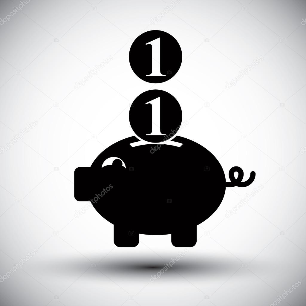 Piggy bank, coins cash money savings theme vector simple single 