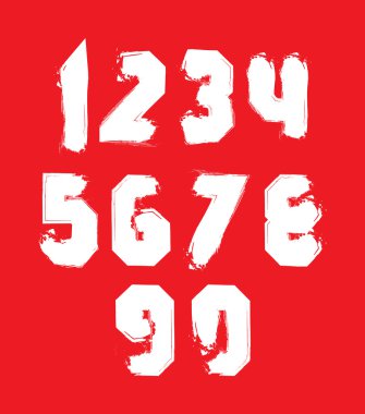 Beyaz vektör ucube numaraları, şık basamak çizilmiş ayarla el yazısı