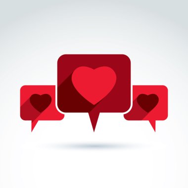 Kalp üzerinde konuşma kabarcıklar kutsal kişilerin resmi, vektör kavramsal şık sy