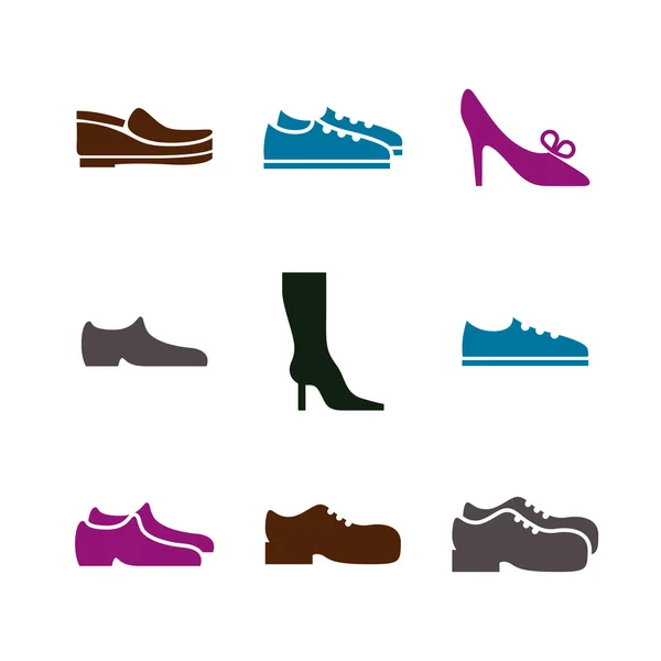 Conjunto de iconos de calzado, colección vectorial de zapatos pictogramas . — Vector de stock