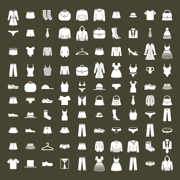 Conjunto de vetor de ícone de roupas, coleção vetorial de sinais e símbolos de moda . — Vetor de Stock