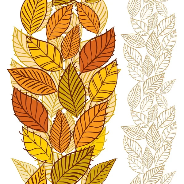 Seamless wallpaper with autumn leaves, vertical composition, han — Stock Vector