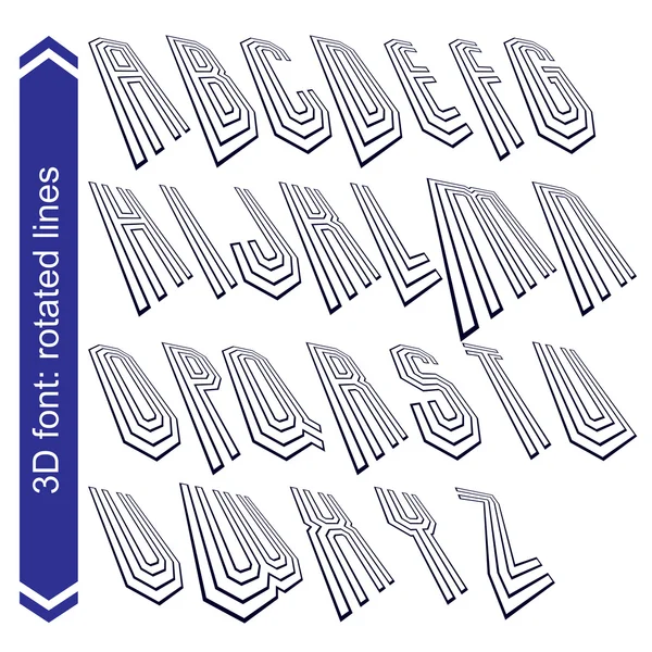 Geometrische schrijfmachine in rotatie, 3D-industriële tekens. — Stockvector