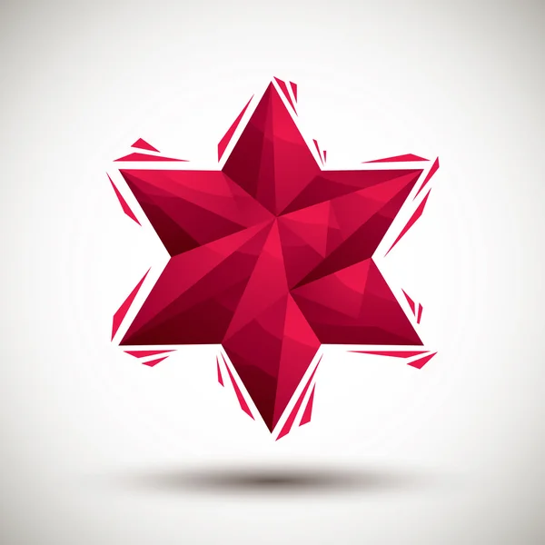 Červená 6, úhel geometrické ikonu hvězdičky vyrobené v 3d moderním stylu, nejlepší — Stockový vektor