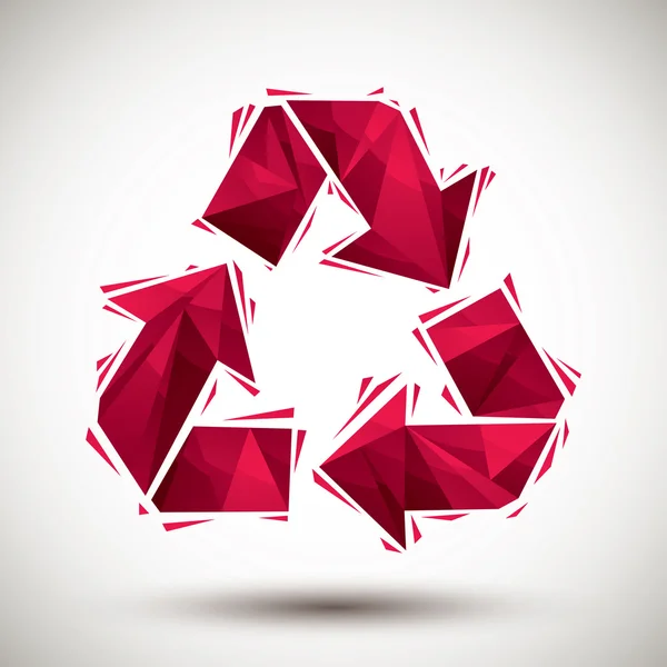 Kırmızı geometrik simgesini kullanmak için en iyi 3d modern tarzda yapılan geri dönüşüm — Stok Vektör