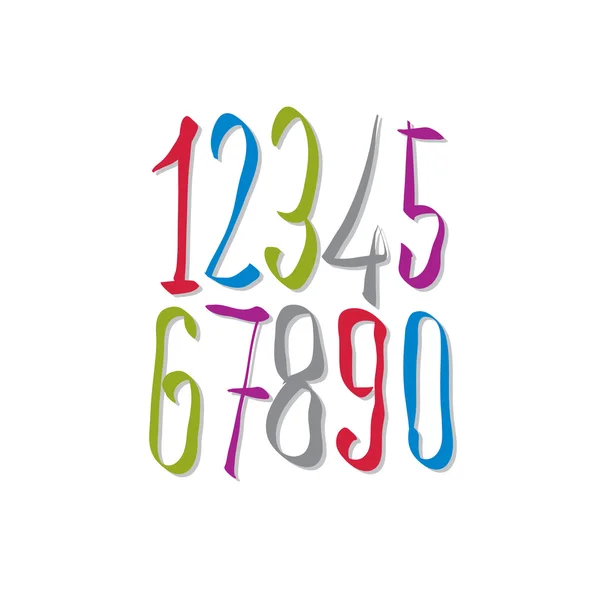 Hand written fresh vector numbers, stylish drawn numbers set. — Stock Vector