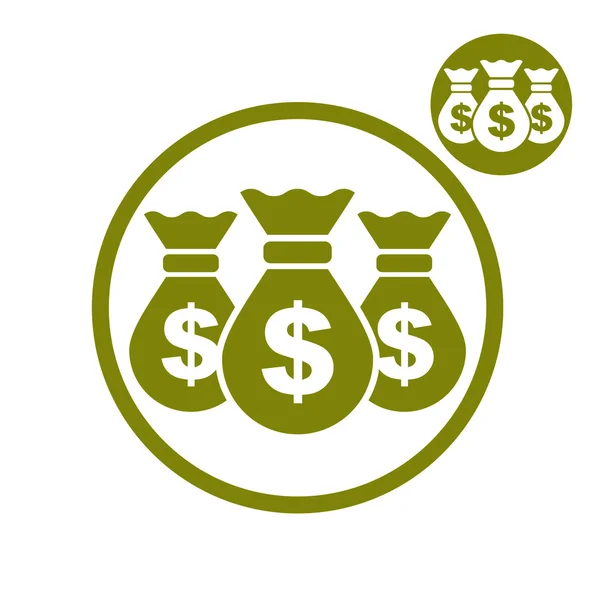 Tres dinero bolsa vector simple icono de un solo color aislado en whit — Vector de stock