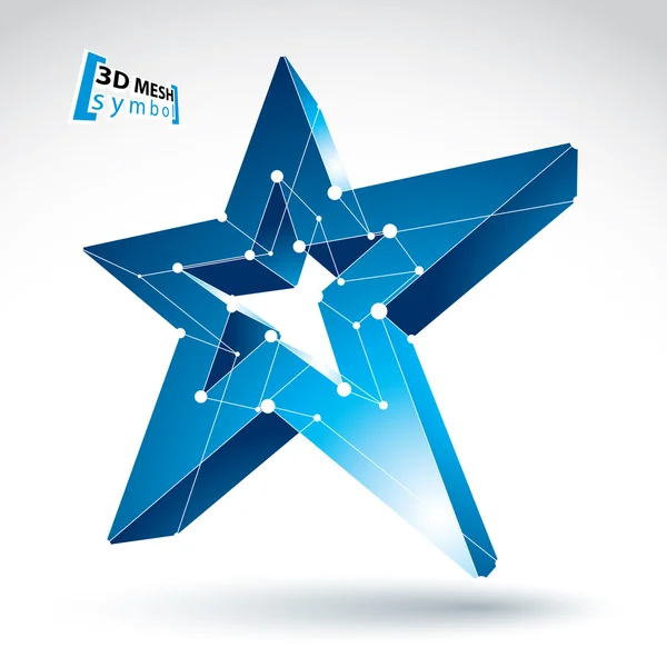 Beyaz arka plan üzerinde renkli el izole 3d mesh mavi yıldız işareti