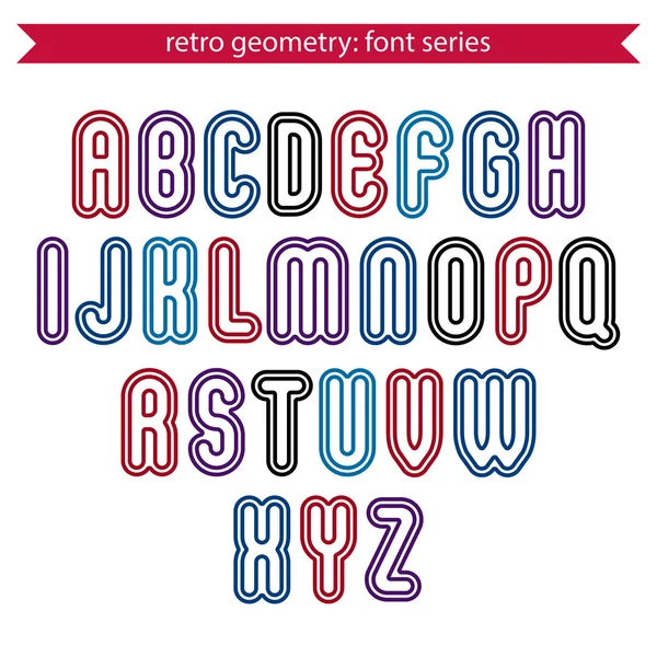 Smooth retro geometric characters set, vector rounded uppercase — Stock Vector