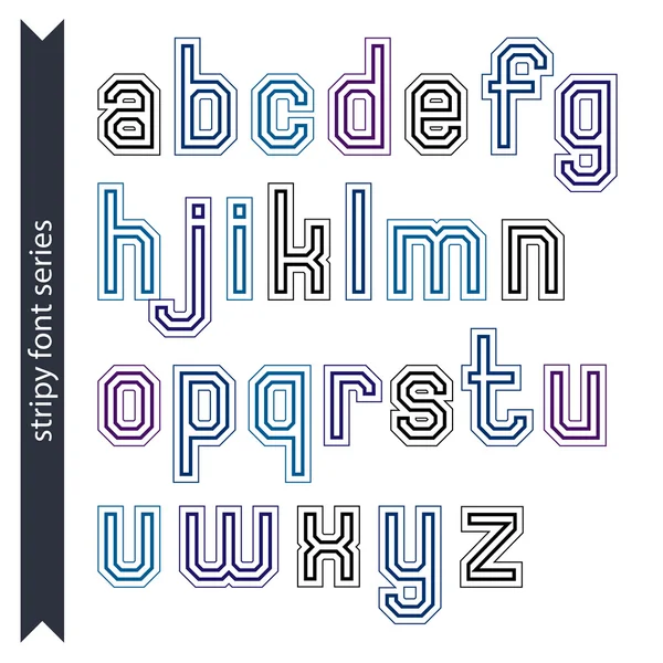 Stripy acute-angled contemporary poster lowercase letters, lined — Stock Vector