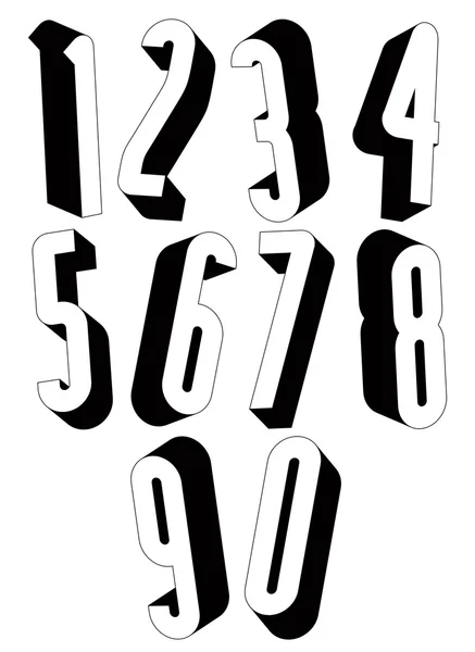 3d black and white tall numbers. — Stock Vector