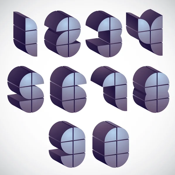 Ensemble de nombres futuristes 3d . — Image vectorielle