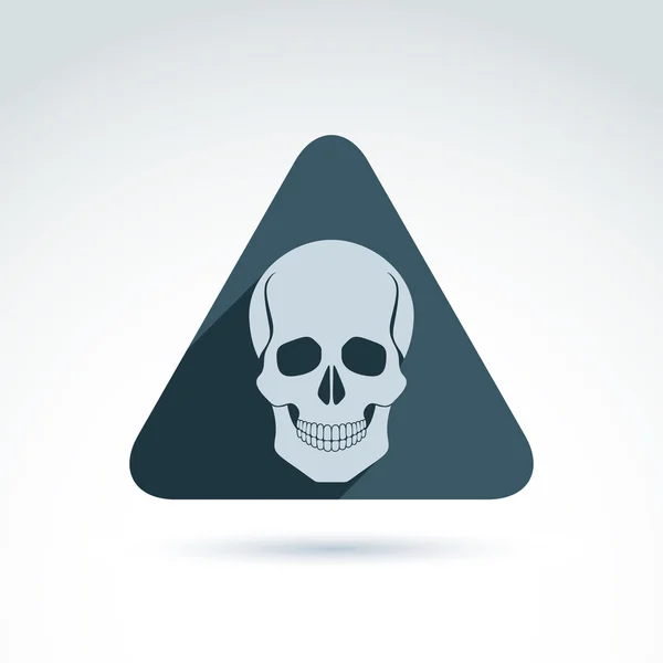 Vector illustration of a human skull in a triangle. Dead head ab — Stock Vector