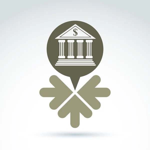 Vektor banki szimbólum, bevételi források fogalma. Beszéd buborékok w — Stock Vector