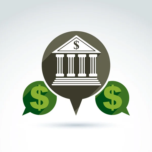 สัญลักษณ์ธนาคารเวกเตอร์, ไอคอนสถาบันการเงิน ฟองคําพูด — ภาพเวกเตอร์สต็อก