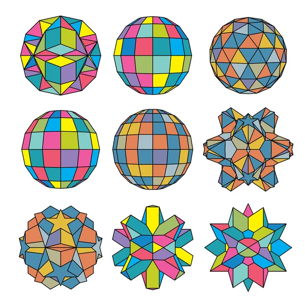 Verzameling van 9 complexe dimensionale sferen en abstracte geometr — Stockvector