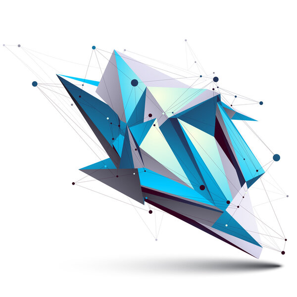 Синяя абстрактная трехмерная структура многоугольный векторный объект, космическая сеть
