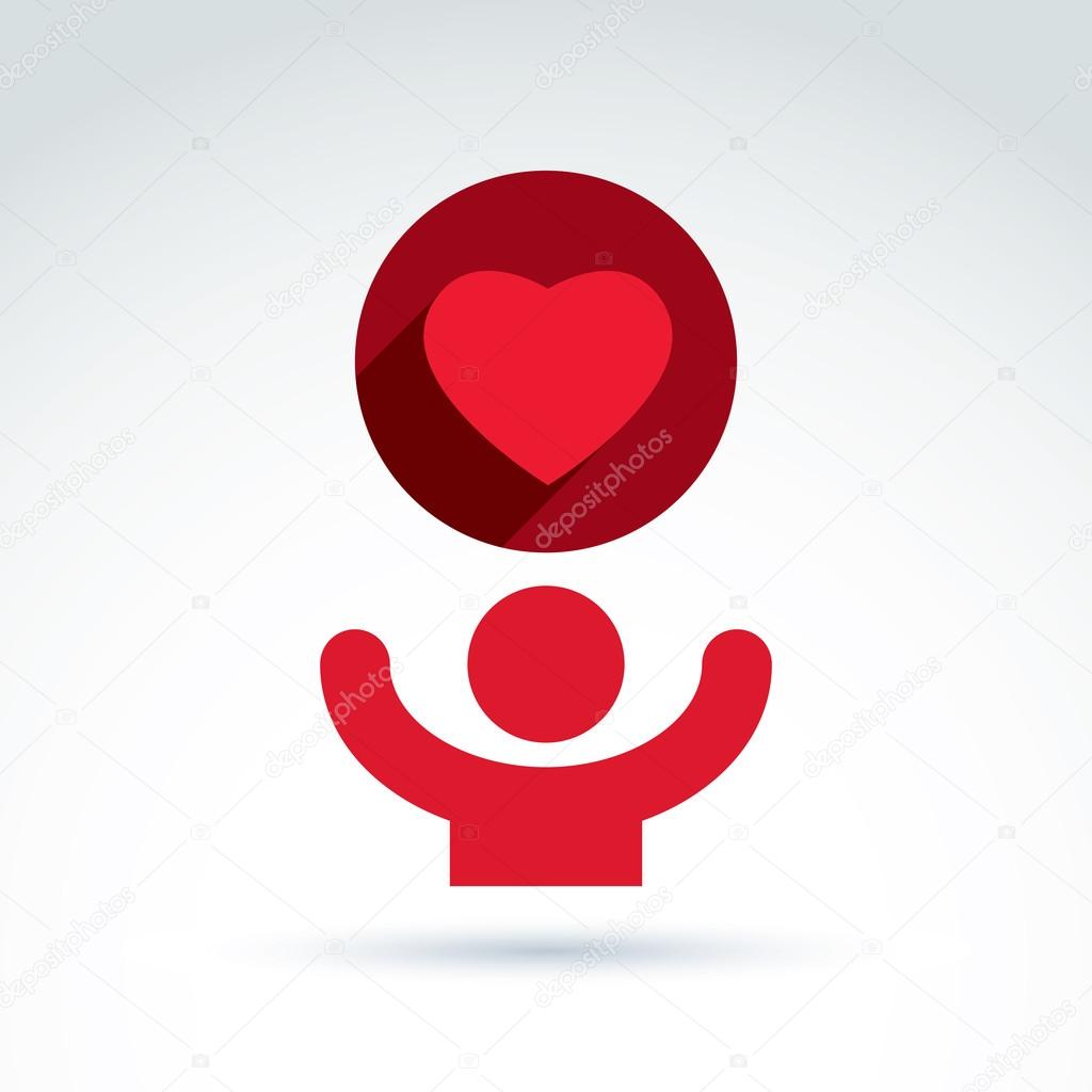 Vector charity and donation symbol. Illustration of a red loving